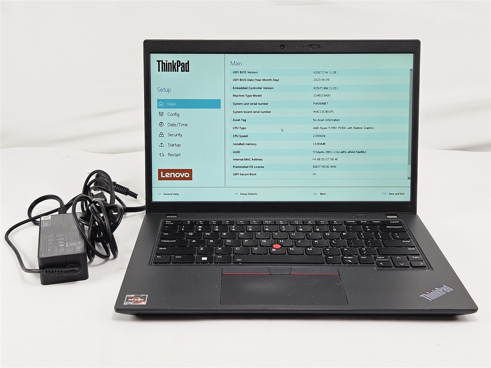 Lenovo ThinkPad L14 Gen 4 AMD Ryzen 5 Pro 7530U 16GB RAM 256GB SSD 14″ Black
