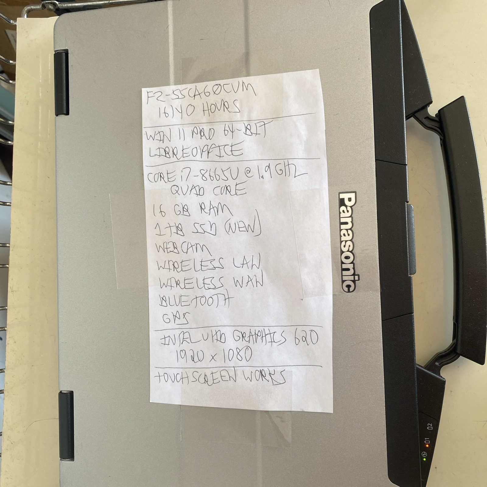 Panasonic Toughbook fz-55 i7 8665U 1.9GHz 16GB 1TB SSD Win 11P GPS Passed Tests