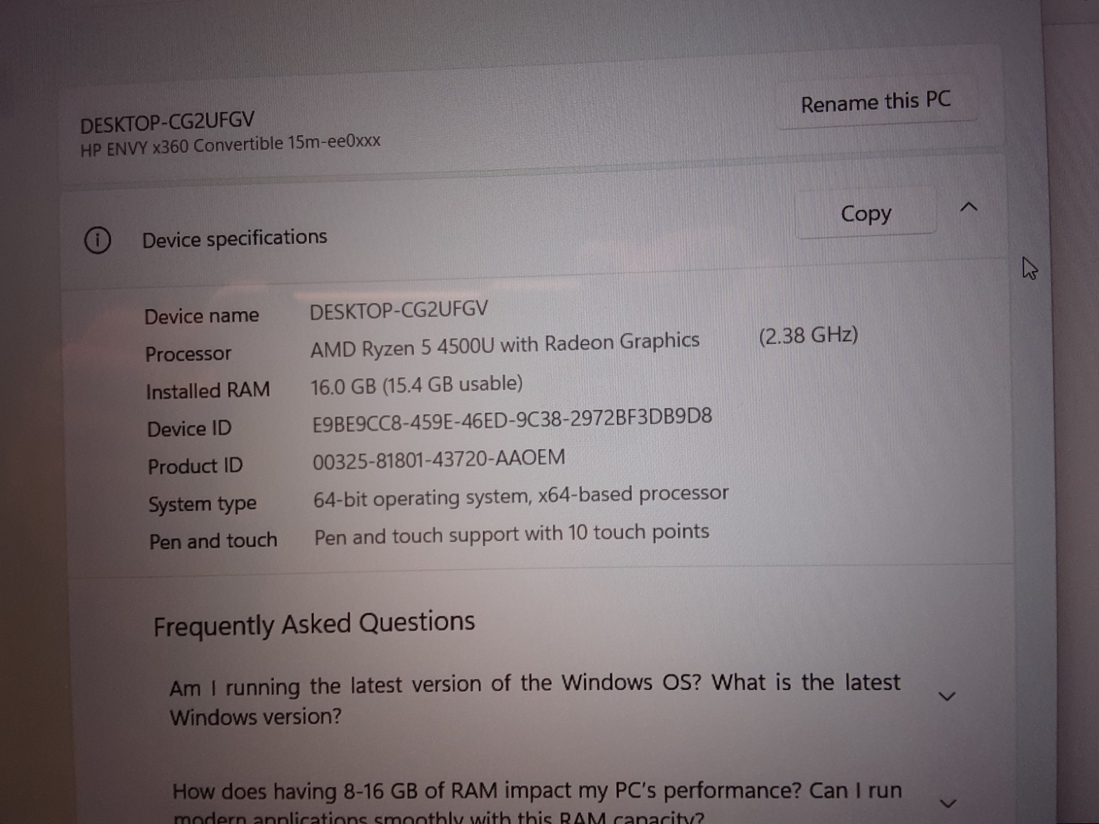 HP ENVY x360 15.6″ 475GB, AMD Ryzen 5 2.38GHz, 16GB – Black-15m-ee0013dx