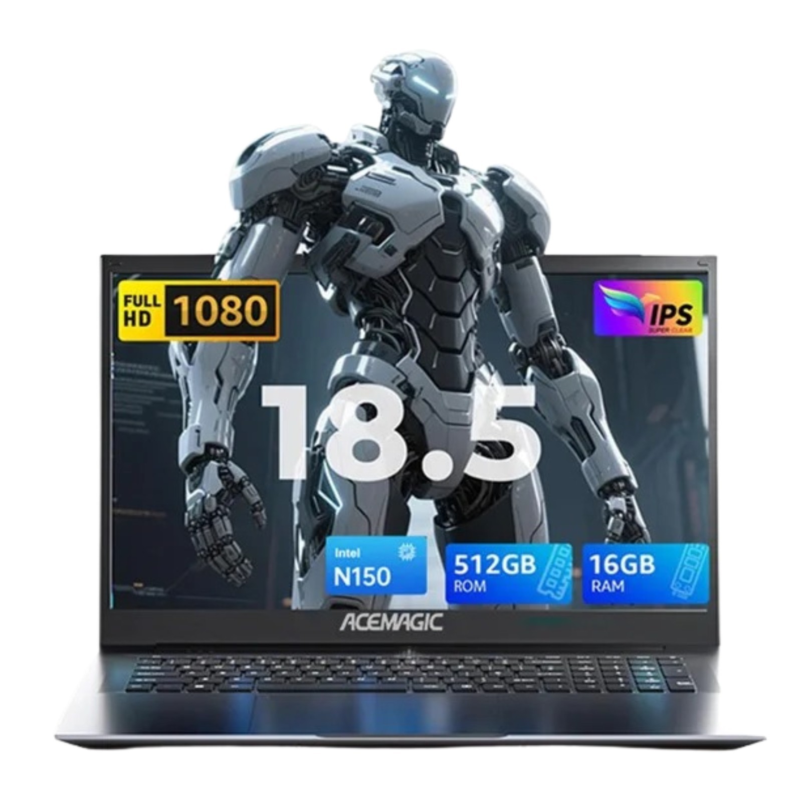 18.5 Inch Laptop Intel N150 16GB Ram 512GB SSD Windows 11 Pro FHD Business PC