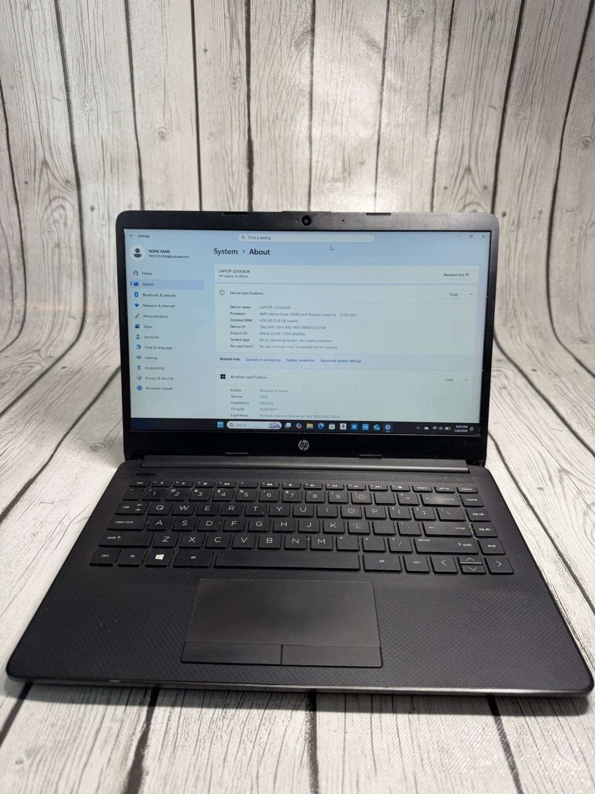 HP Laptop AMD Athlon Silver 3050U 4GB RAM Windows 11 – Fully Working