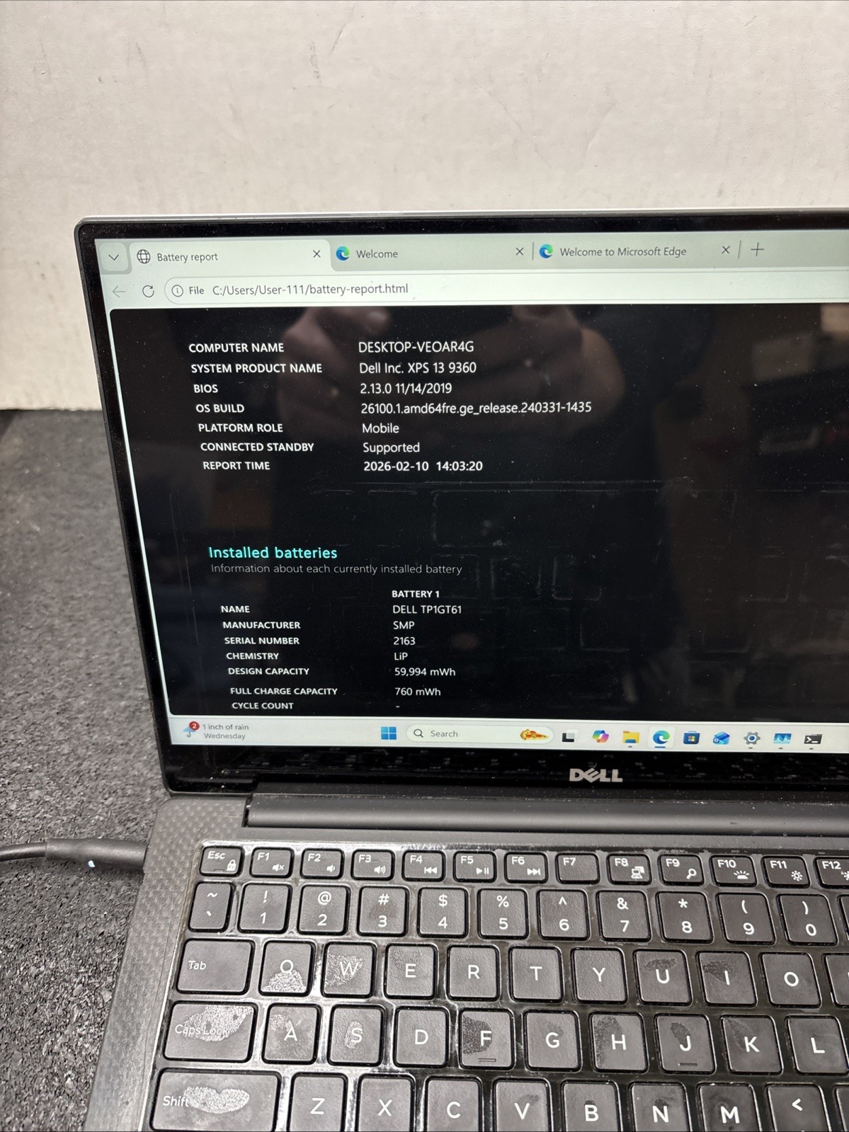 Dell XPS 13 9360 1.8GHz i7-8550U 8th Gen 8GB RAM 256GB SSD + Win 11 Pro * READ*