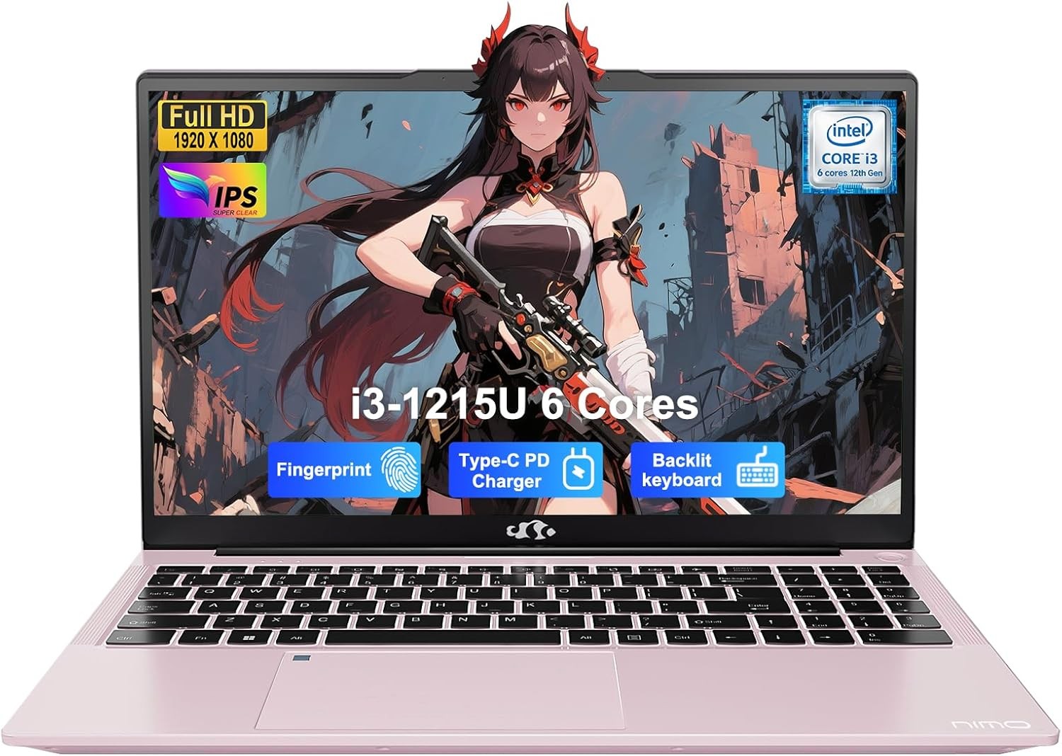 NIMO 15.6″ IPS FHD Student Laptop, Intel 6-Core i3-1215U, 8GB RAM, 128GB SSD