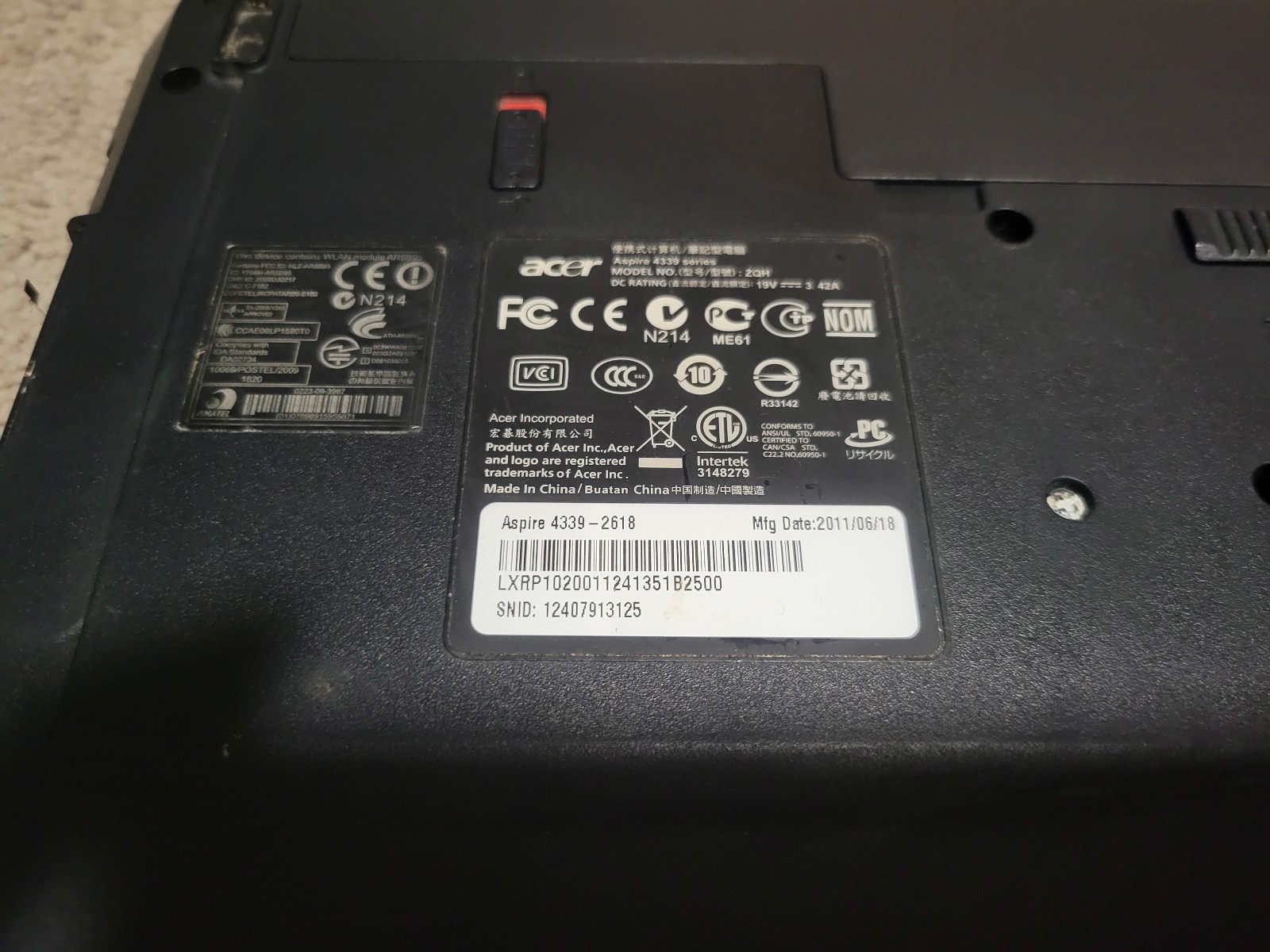 Acer Aspire 4339-2618 14″ Laptop Doesnt turn on