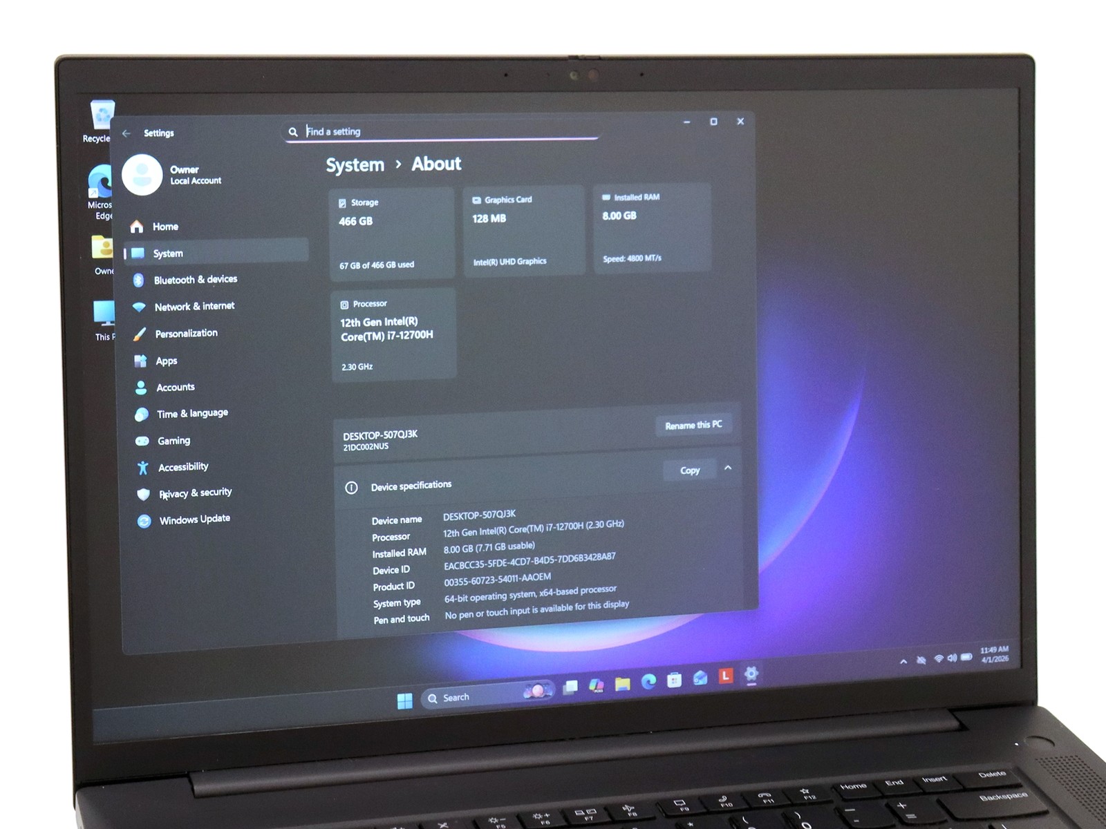 Lenovo ThinkPad P1 Gen 5 i7-12700H 8GB RAM 512GB NVMe W11P – Please Read Desc.