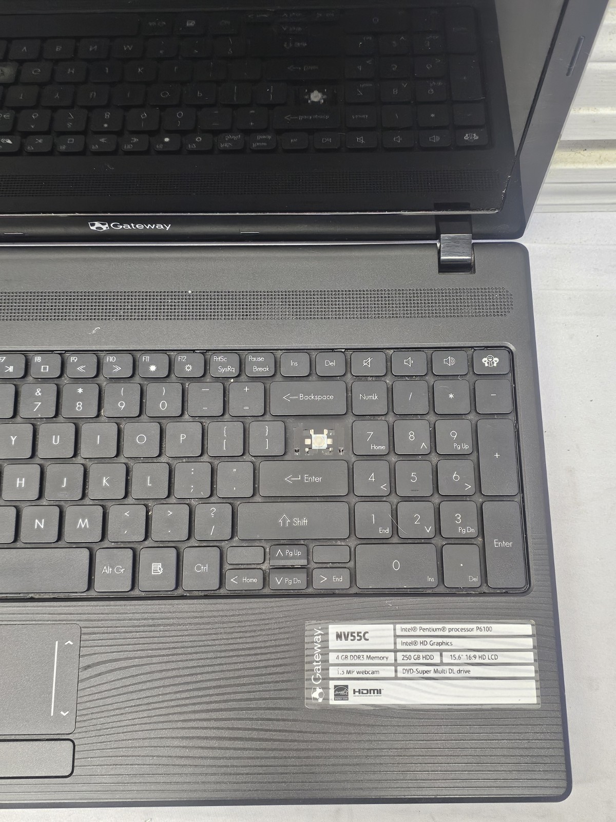 Gateway NV55C Laptop – Intel Pentium P6100 – BAD BATT – Parts/Repair – READ DESC