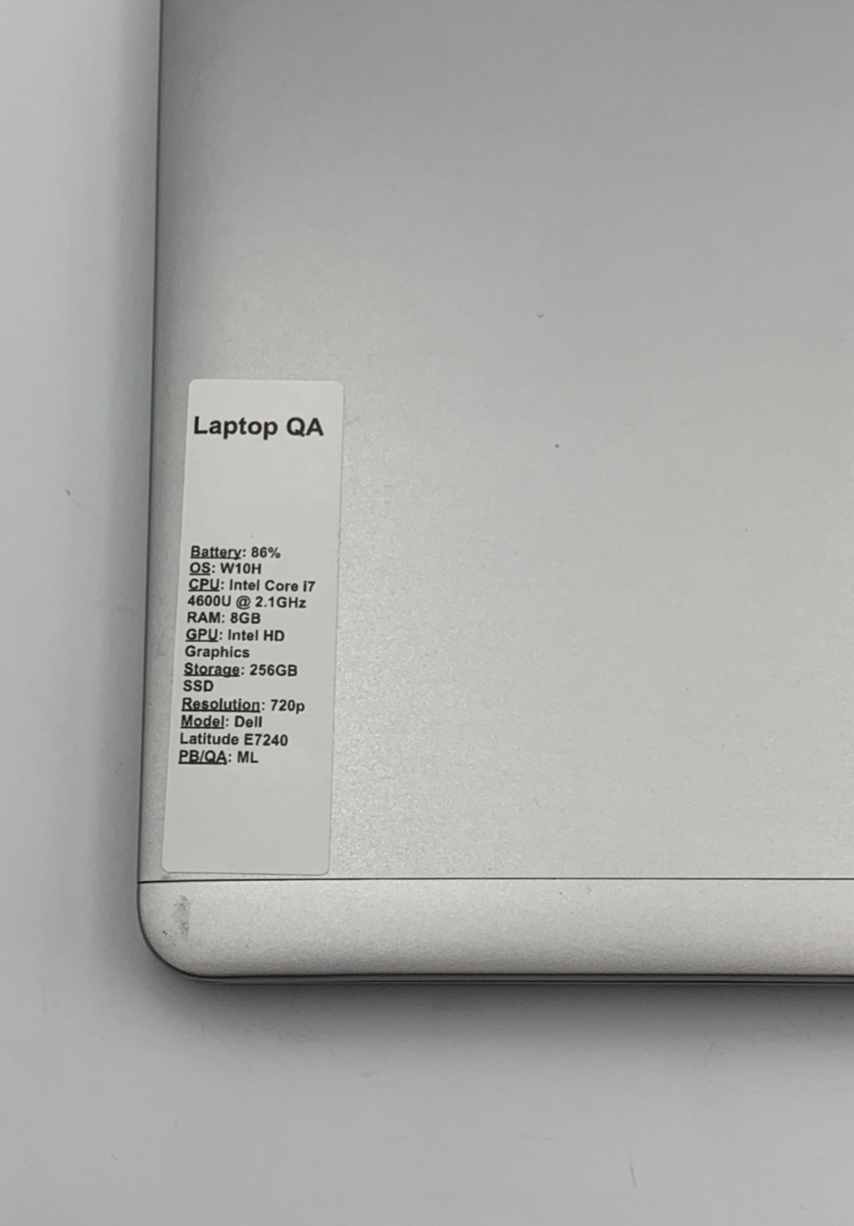 Dell Latitude E7240 Silver i7-4600U 8GB Ram 256GB SSD W10P 720p