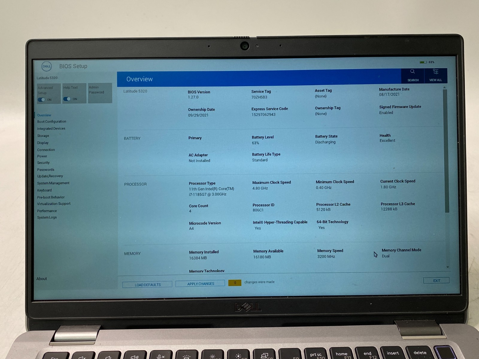 Dell Latitude 5320 17-1185G7 16GB DDR4 No SDD/AC – Heavy Wear/84% Battery PARTS