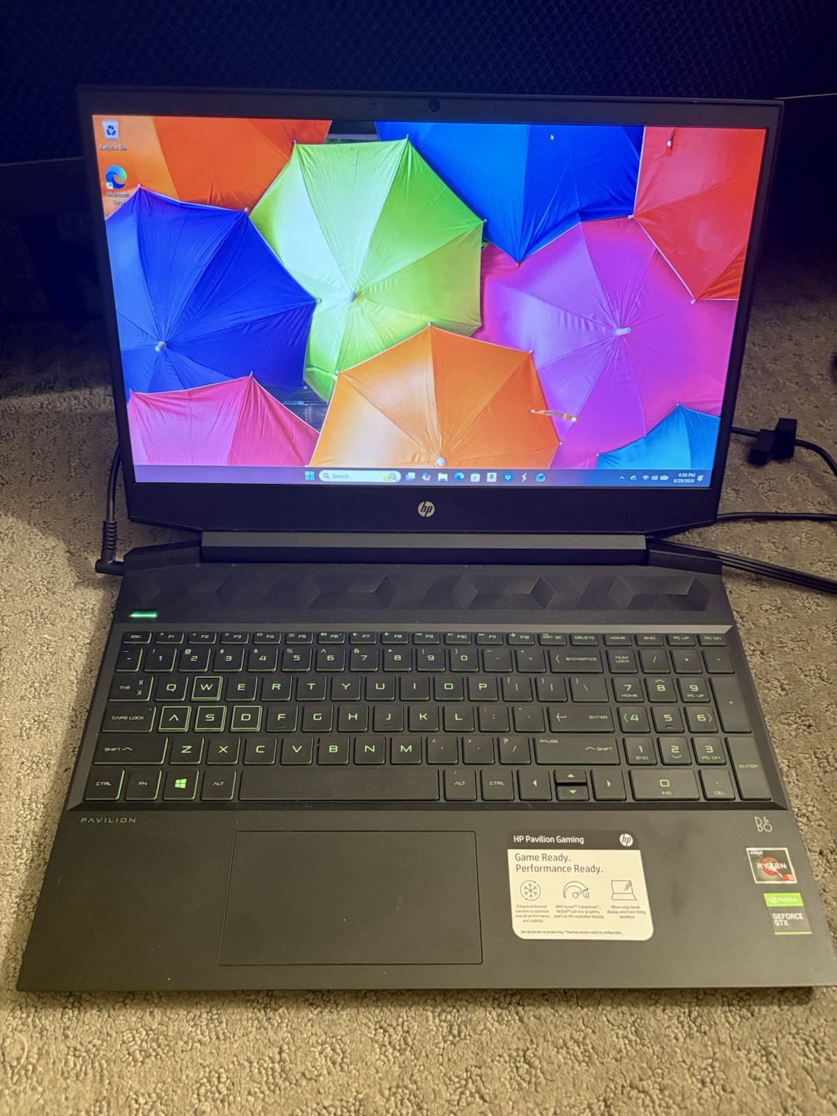 HP Pavilion Gaming Laptop Ryzen 5 3550H GTX 1050 W/ Radeon Vega GFX 16GB Ram