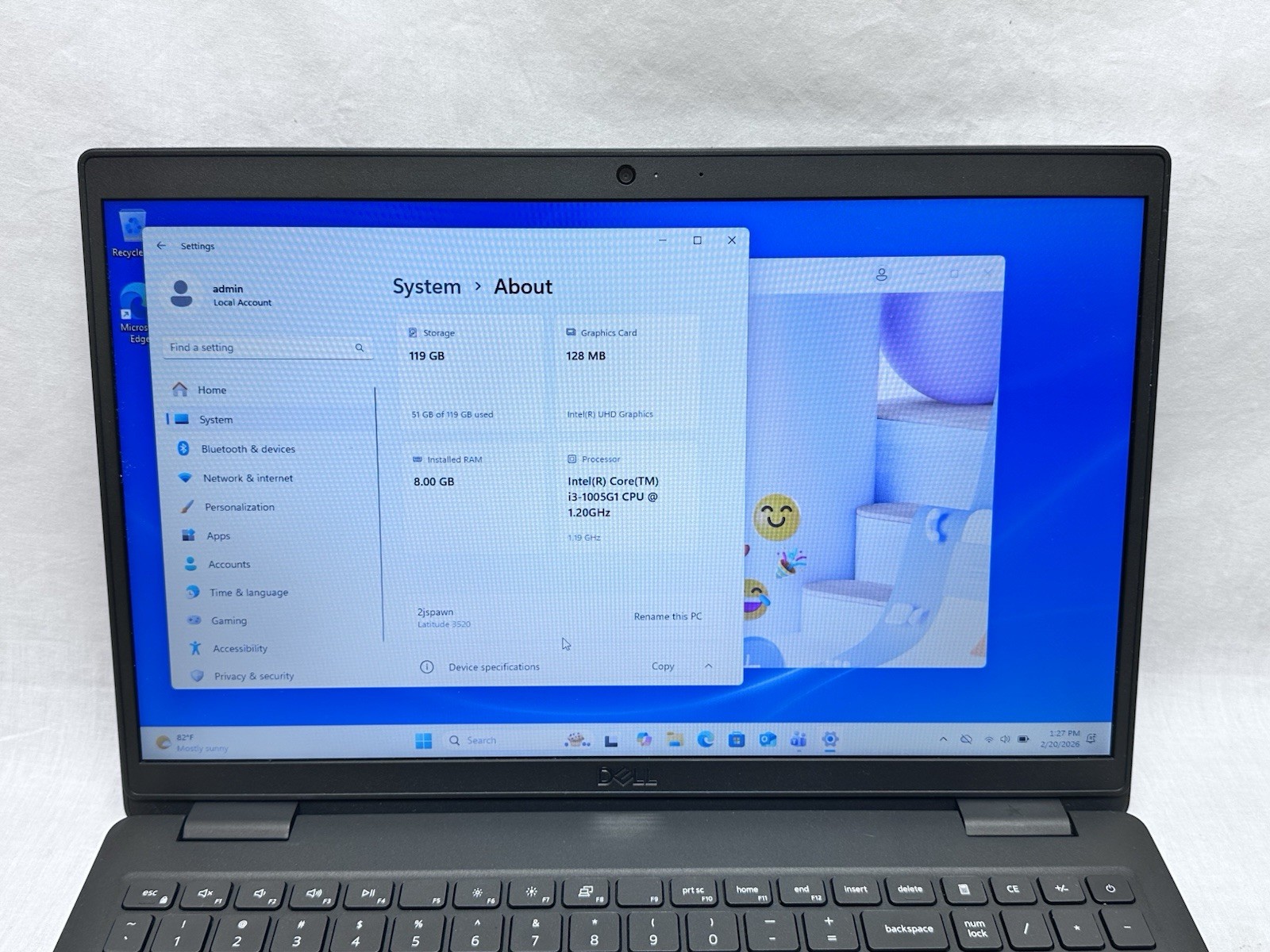 Dell Laptop Latitude 3520 i3-1005G1 3.40GHz 8GB-128GB Win11 Pro