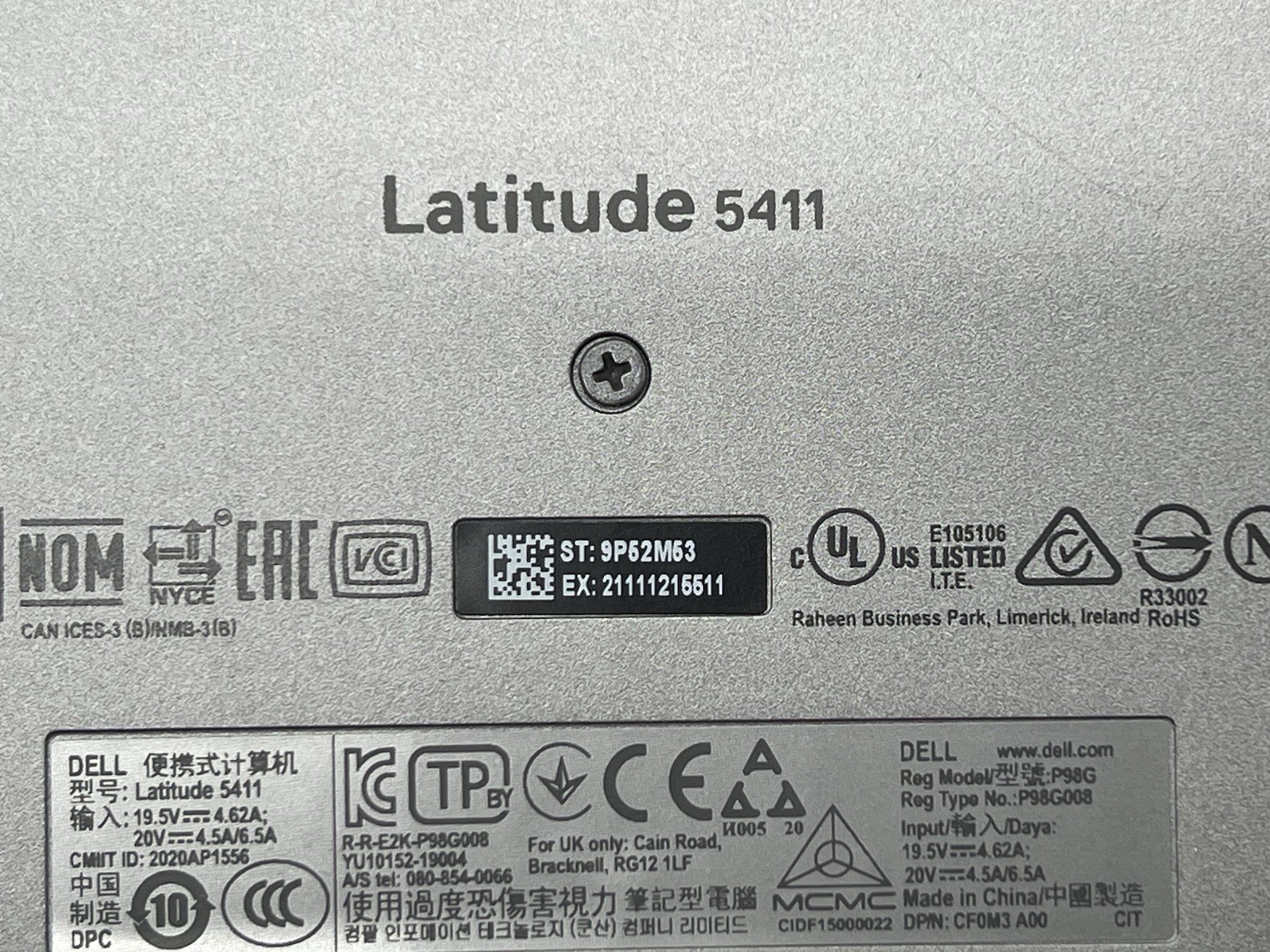 Dell Latitude 5411, i5-10400H CPU, @ 2.60GHz, 8GB RAM, 256GB NVMe-No OS/Charger