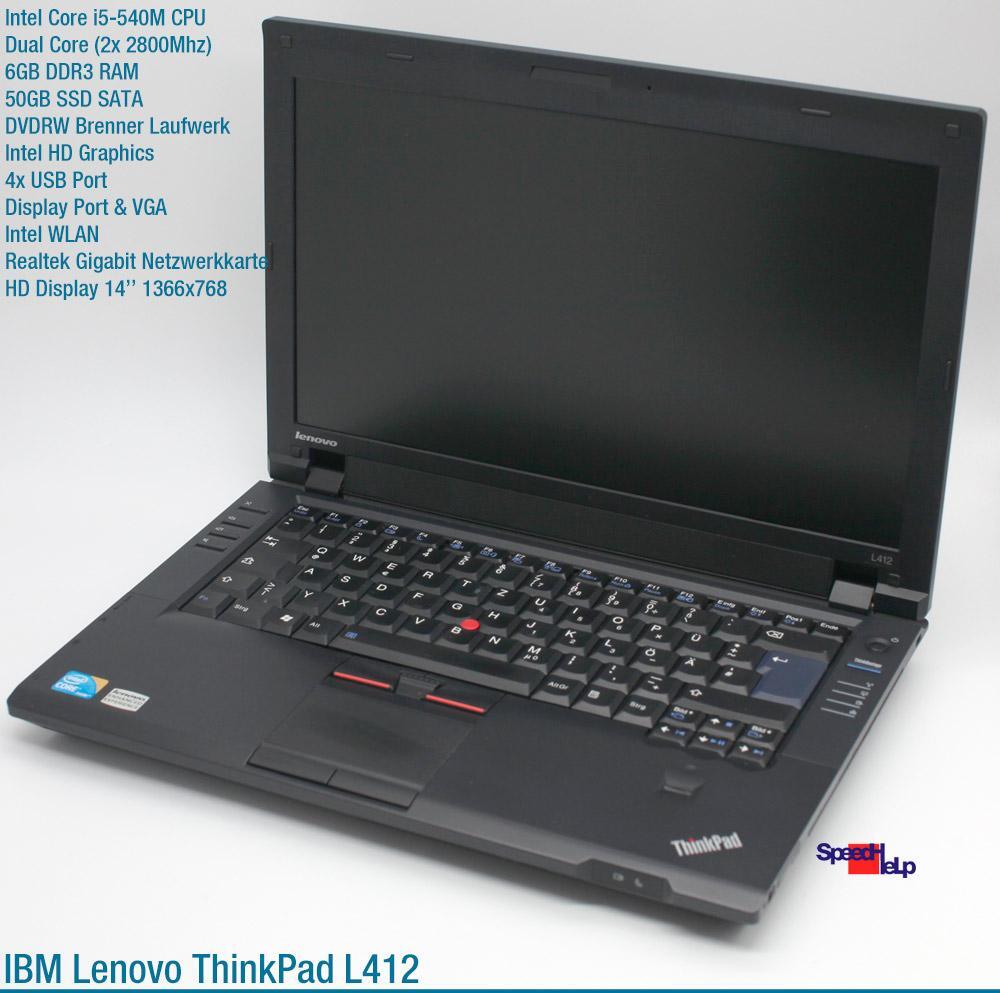 NOTEBOOK IBM LENOVO THINKPAD L412 INTEL i5 LAPTOP 50GB SSD 6GB DDR3 WINDOWS 10