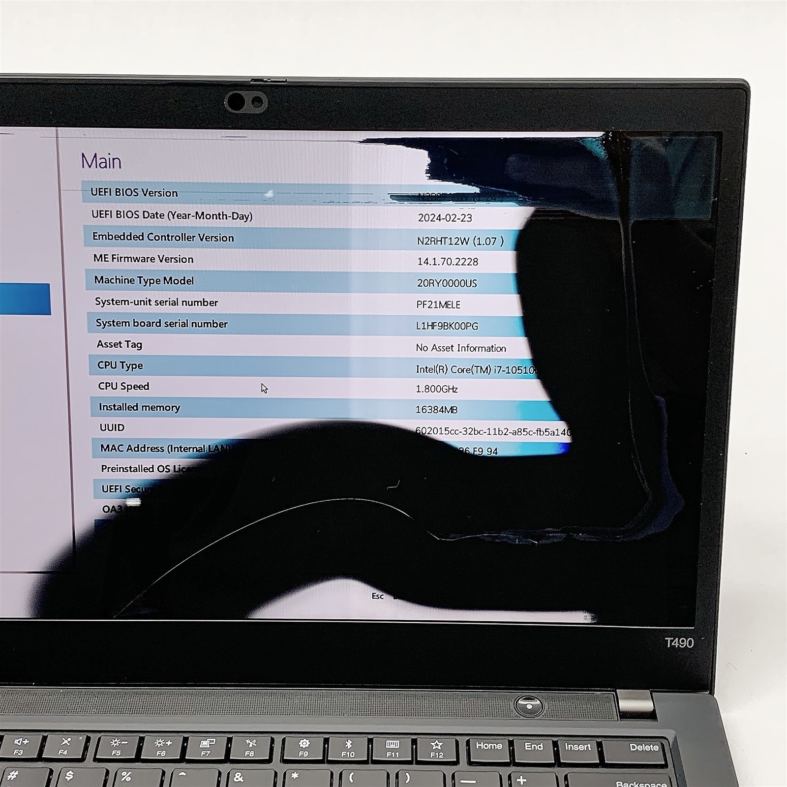 Lenovo ThinkPad T490 Laptop Intel i7 10510U 1.80GHZ 14″ QHD 16GB NO HDD Parts