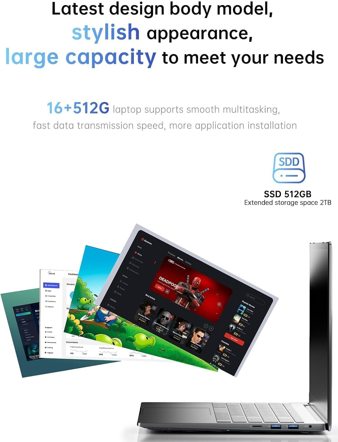 2026 Laptop with Windows 11, Intel Quad-Core Processor (Up to 3.6GHZ)16GB DDR4 R