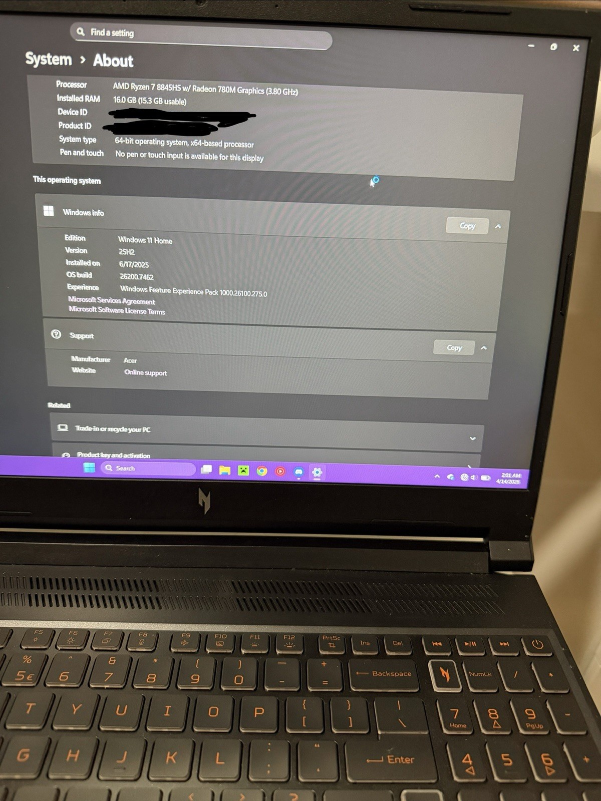 Acer Nitro V Gaming Laptop Ryzen 7 8845HS RTX 4060