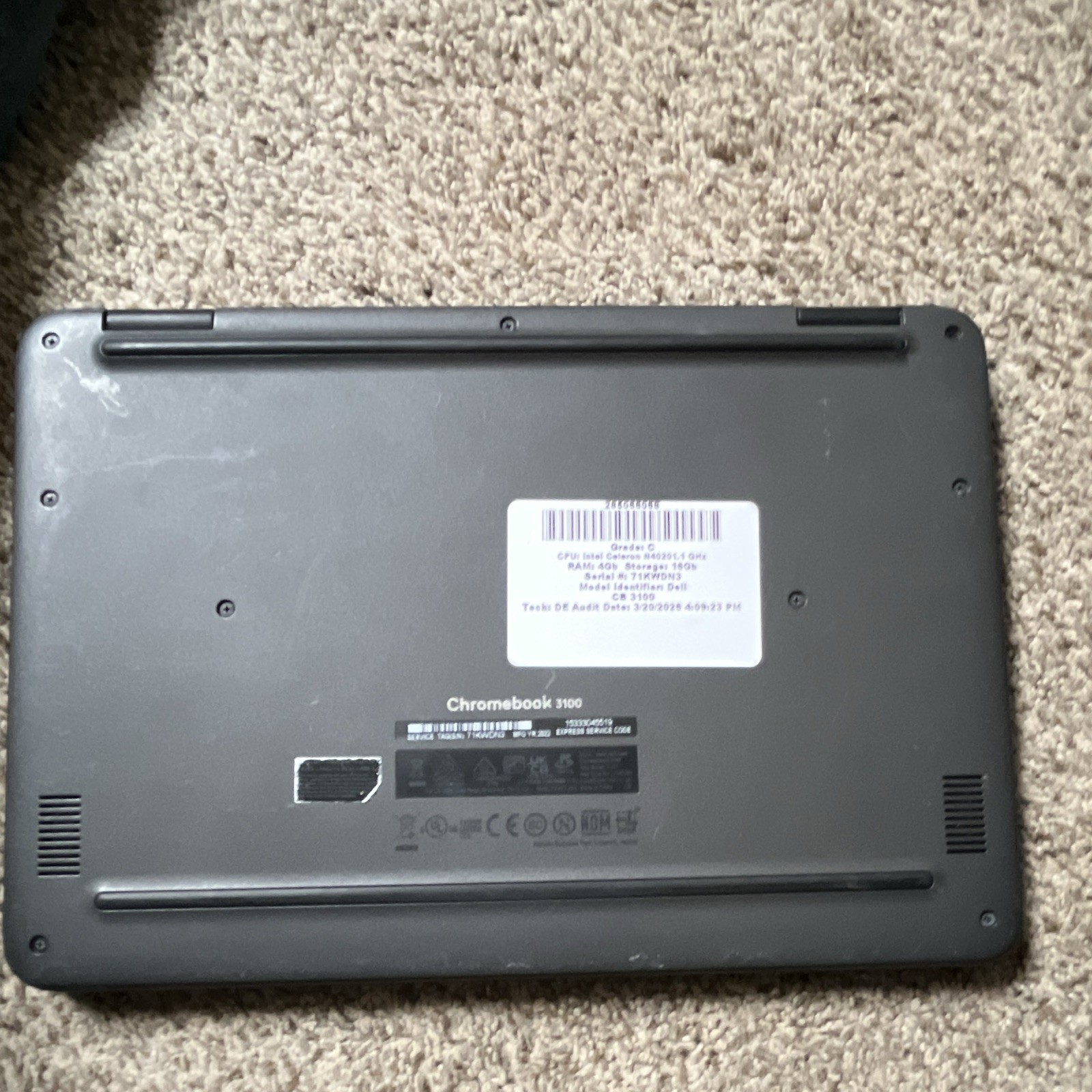 Dell Chromebook 3100 11.6″ Celeron N4020 1.1GHz 4GB 16GB eMMC Black USB-C