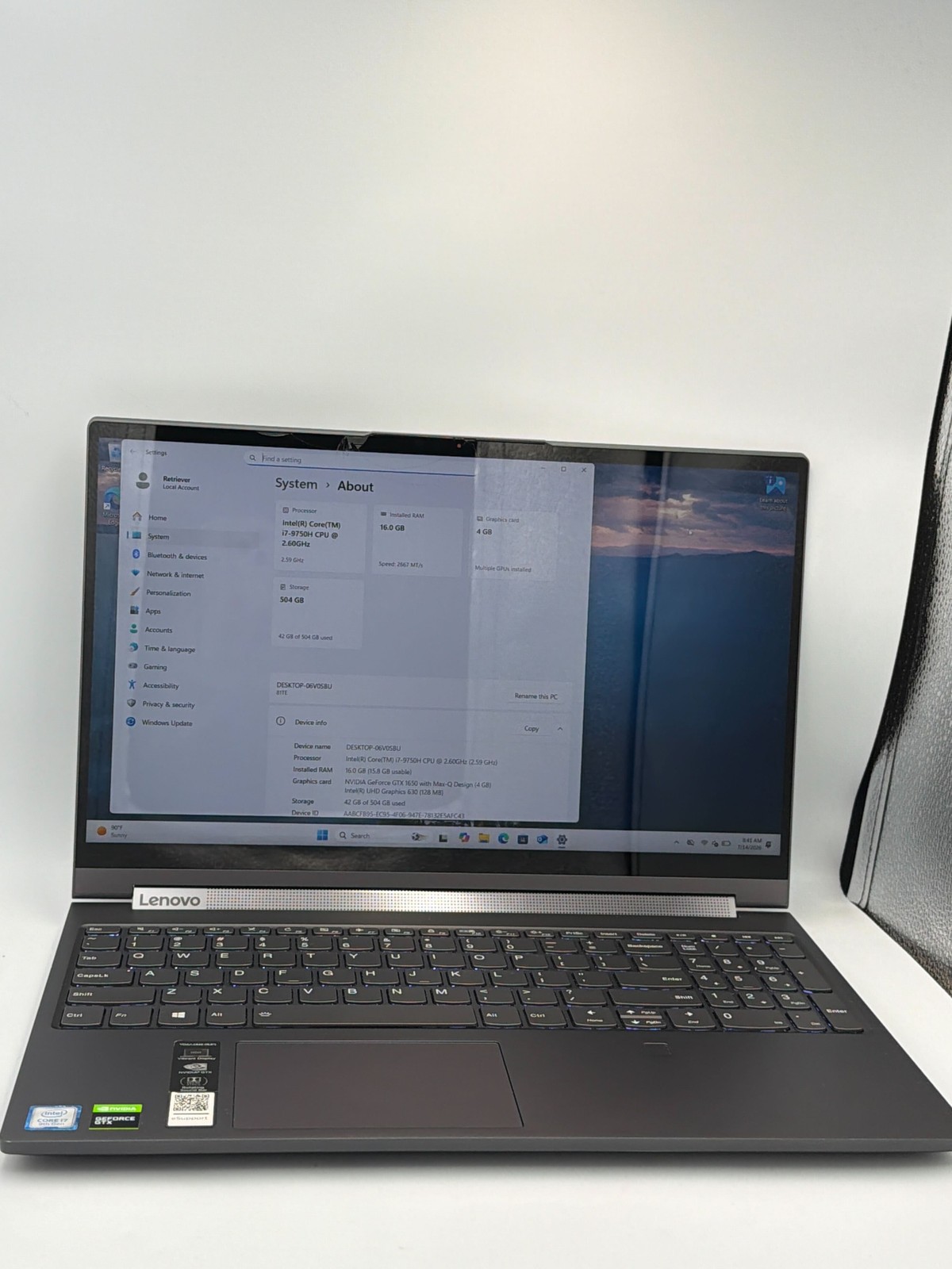 Lenovo Yoga C940 15IRH (2019) Intel Core i7-9750H CPU @ 2.60GHz 16GB RAM 512GB S