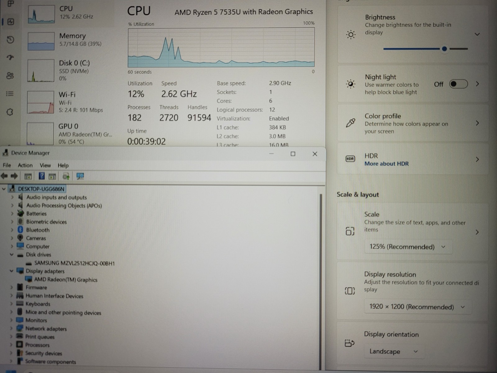 Lenovo ThinkPad E16 Gen 2 16″ Ryzen 5-7535U(6-core) 512GB SSD 16GB DDR5 RAM W11P