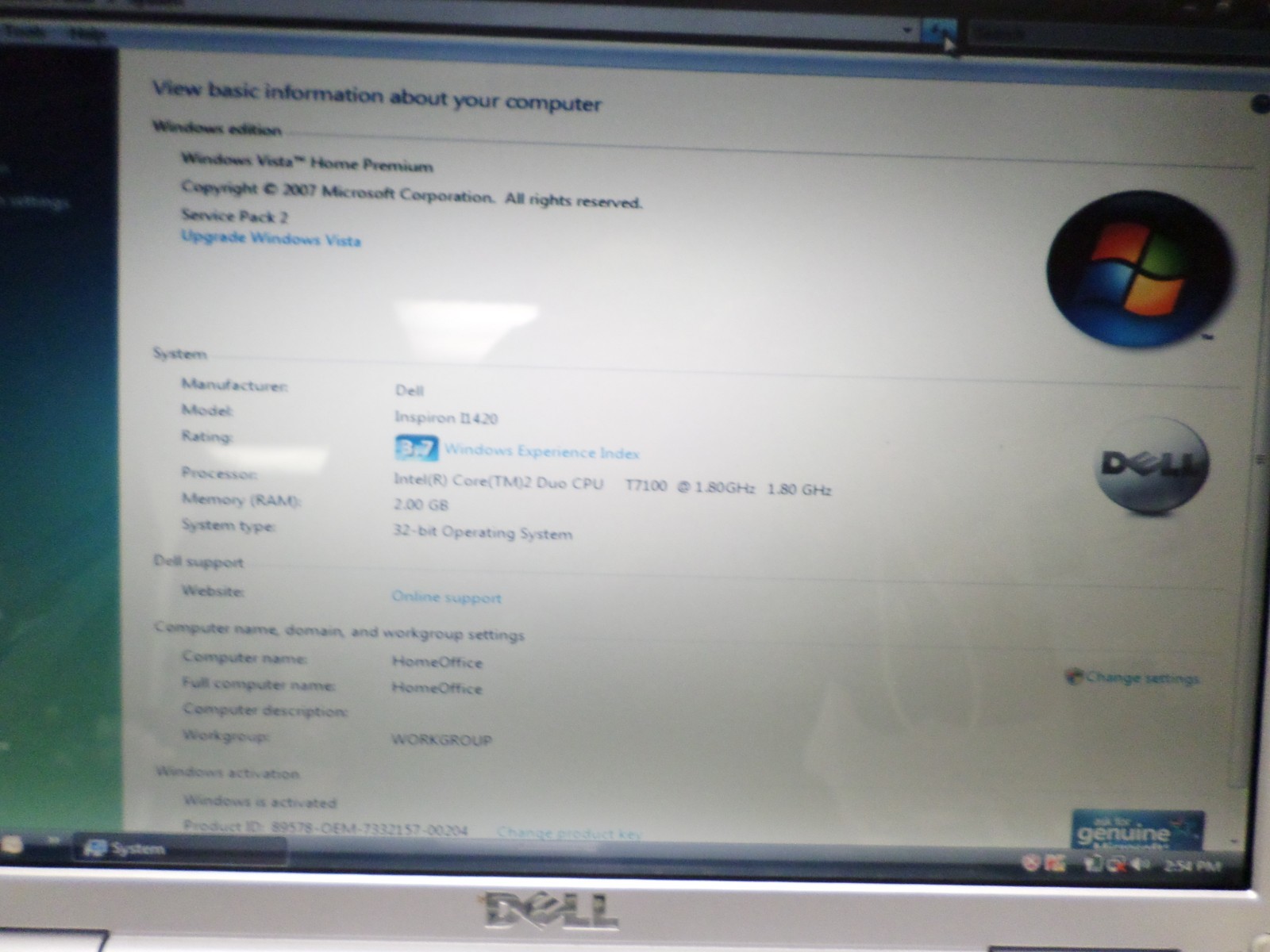 Retro Dell Inspiron 1420 Intel Core 2 Duo 1.8GHz 2GB RAM 160GB HD Windows Vista