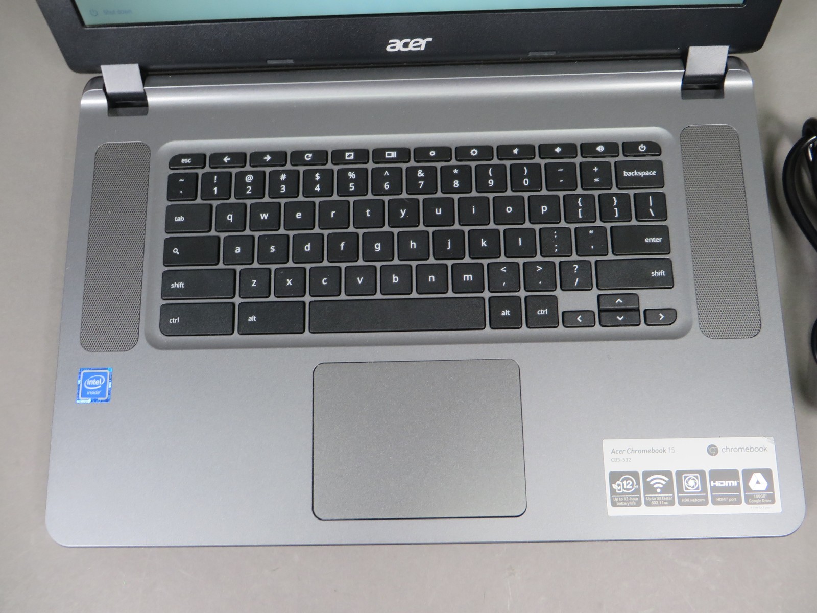 Acer CB3-532-C47C 15″ Laptop/Intel N3060/2GB RAM/16GB eMMC/Chrome os Chromebook