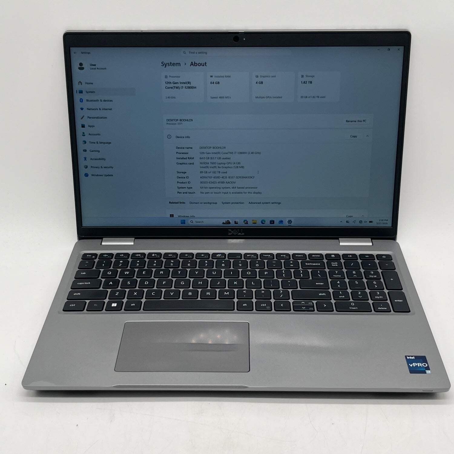 Dell Precision 3571 15.6″ i7-12800H 2.4GHz 64GB RAM 1TB SSD 1TB SSD Quadro T600