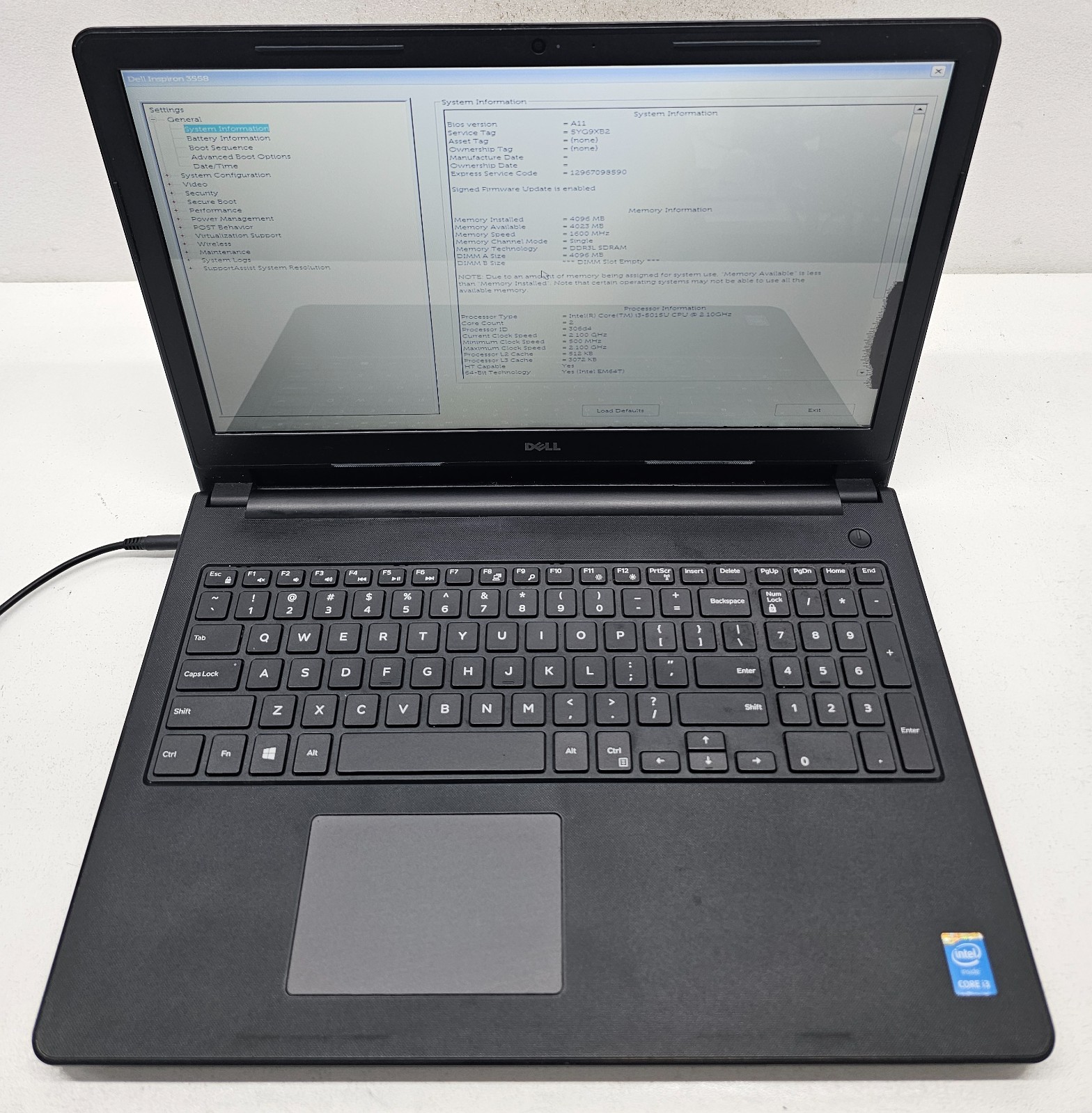 Dell Inspiron 3558 15.6″ Laptop Intel Core I3-5015U 4GB Ram NO HD/OS (FL)