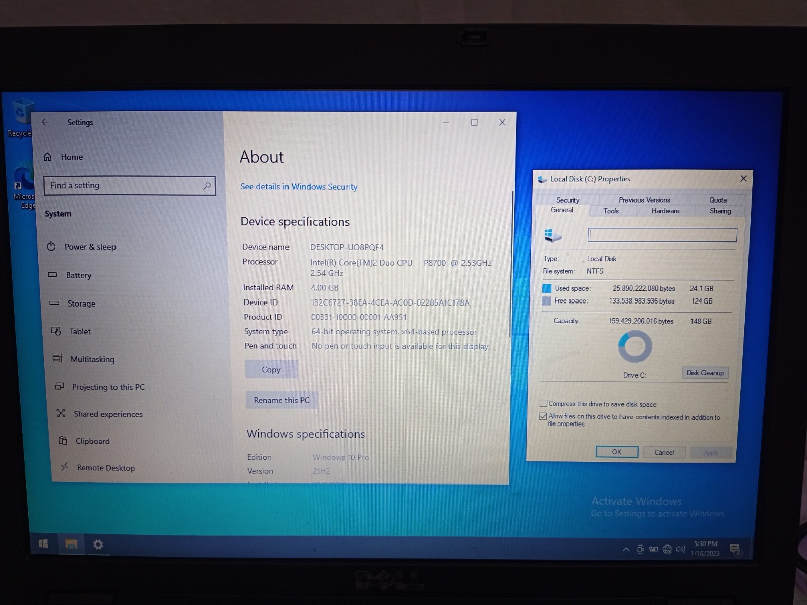 Dell Latitude E5400 Laptop Intel Core 2 Duo P8700 2.53GHz 4GB RAM 160GB HDD Wn10