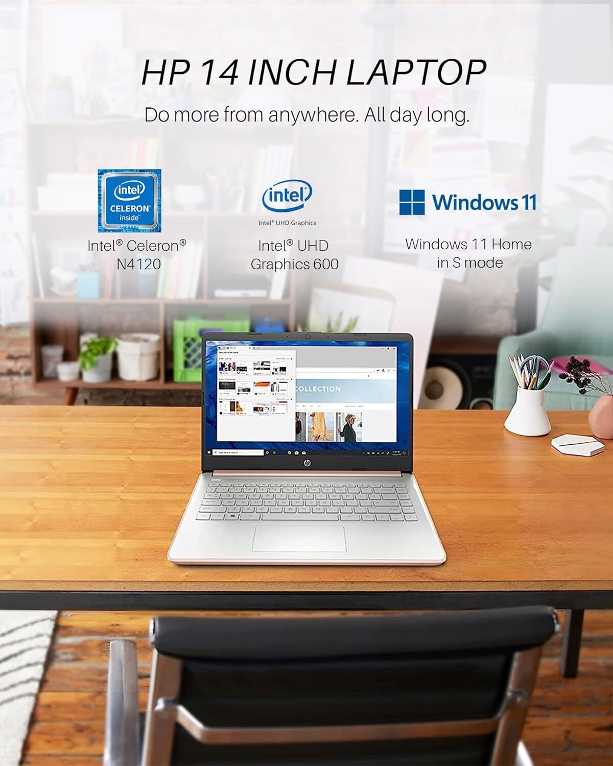 New HP Laptop 14″ HD Intel Celeron N4120 16GB RAM, 320GB Storage Windows 11 S