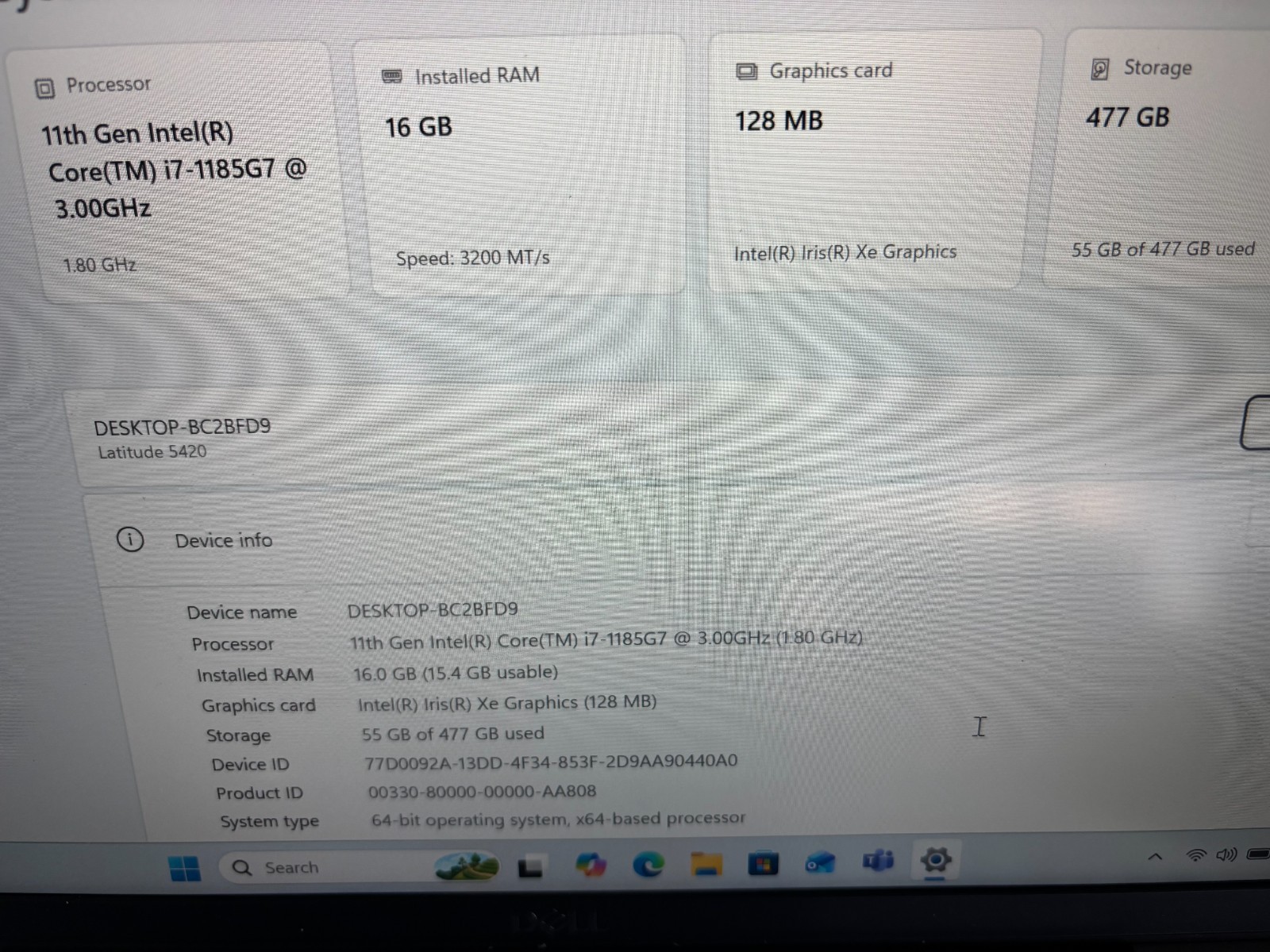 Dell Latitude 5420 Quad Core i7-1185G7 3.00GHz P137G Win 11 USB-C