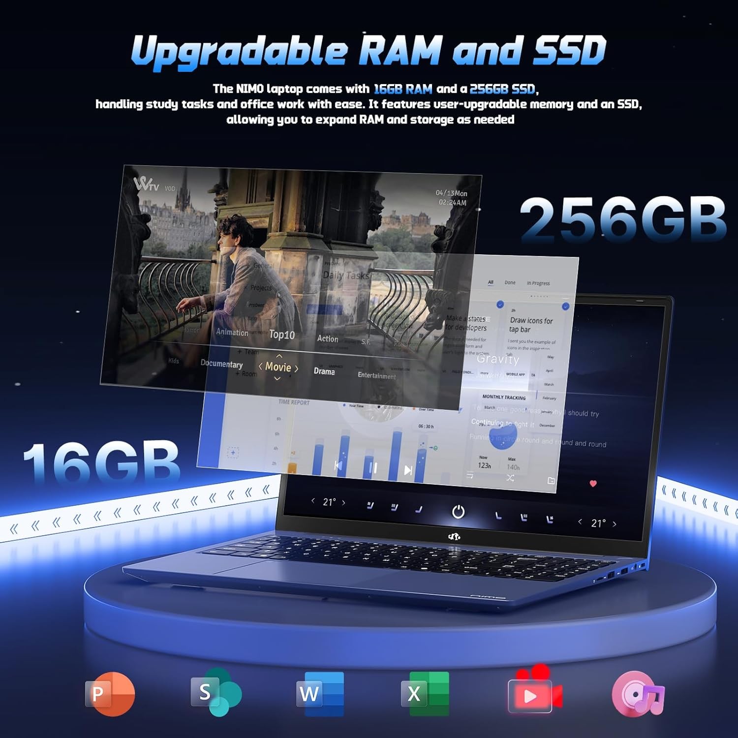 15.6″ FHD IPS Laptop 4 Cores 13th Gen Intel N150 16GB RAM 256GB SSD Backlit KB
