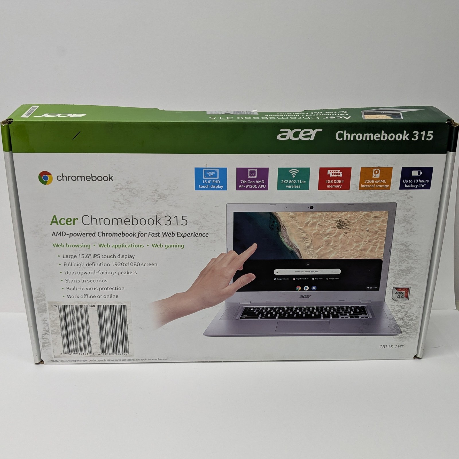 Acer Chromebook 315 15.6″ IPS Touch AMD A4-9120C 4GB RAM 32GB SSD Full HD 1080p