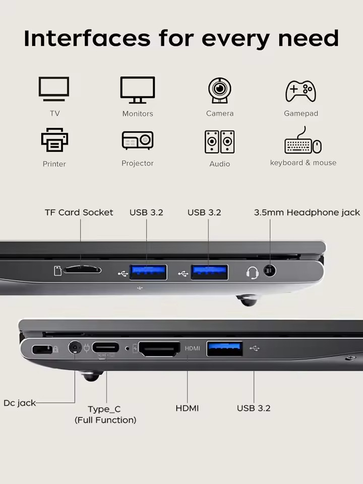 15.6″ FHD Laptop AMD Ryzen 5 7430U 16GB RAM 512GB SSD Win11 Pro Notebook