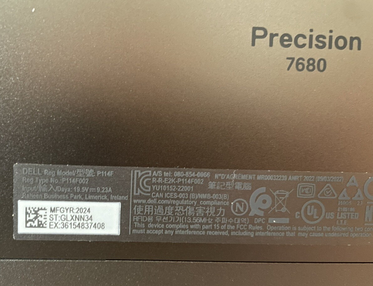 NEW! Dell Precision 7680 16″ 512GB SSD, Intel Core i7-13850HX, 2.10GHz, 32GB RAM