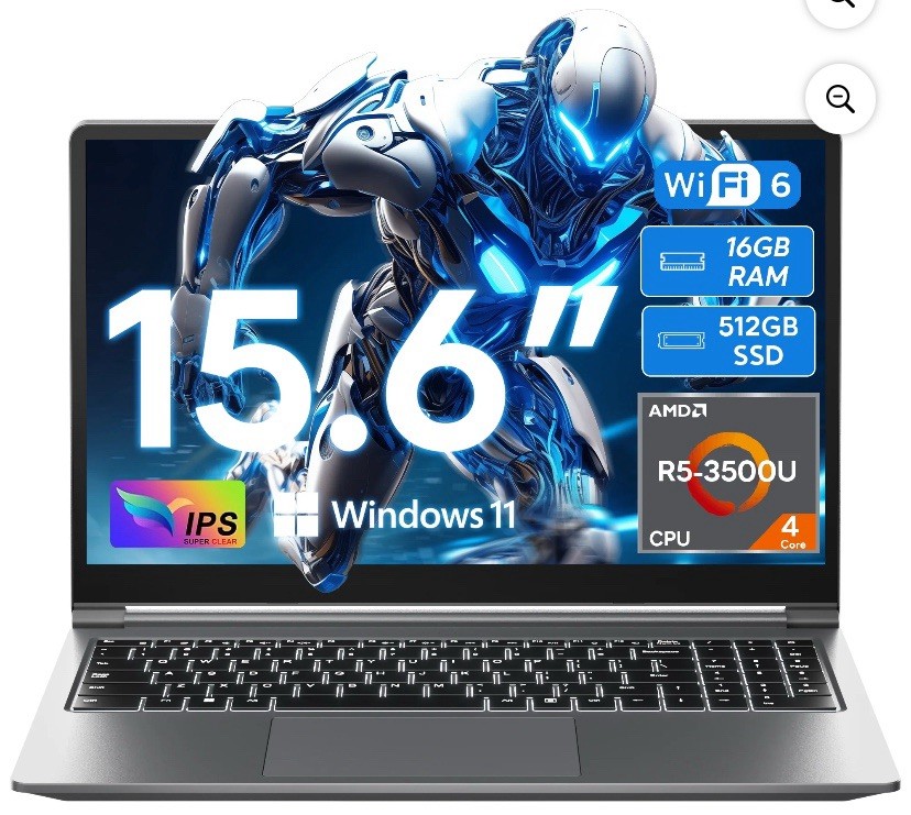 SGIN 15.6″ Laptop 16GB RAM 512GB SSD WiFi 6 USB-C RJ45 Win 11 Backlit Keyboard