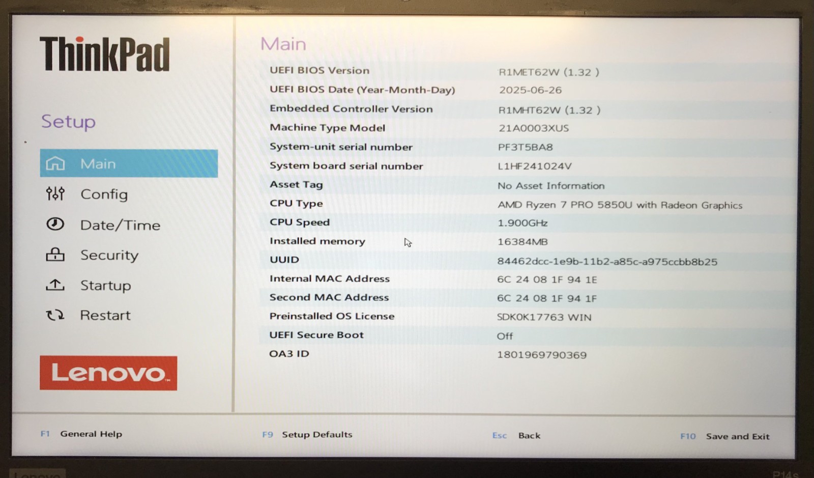 Lenovo ThinkPad P14s Gen 2a 14″ Laptop Ryzen 7 PRO 5850U 16GB RAM 1TB NVMe As Is
