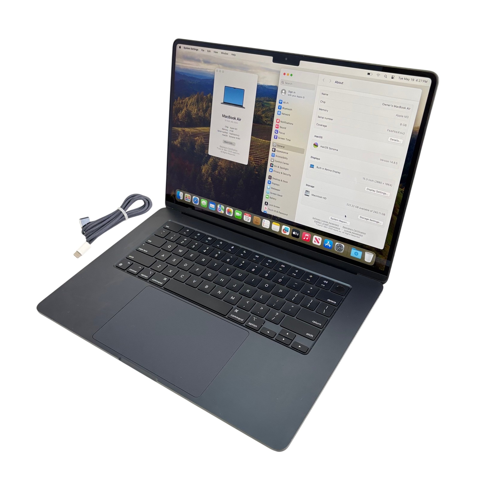 Apple MacBook Air (2024) MRYU3LL/A M3 4.05GHz 8GB RAM 256GB SSD 15.3” Midnight