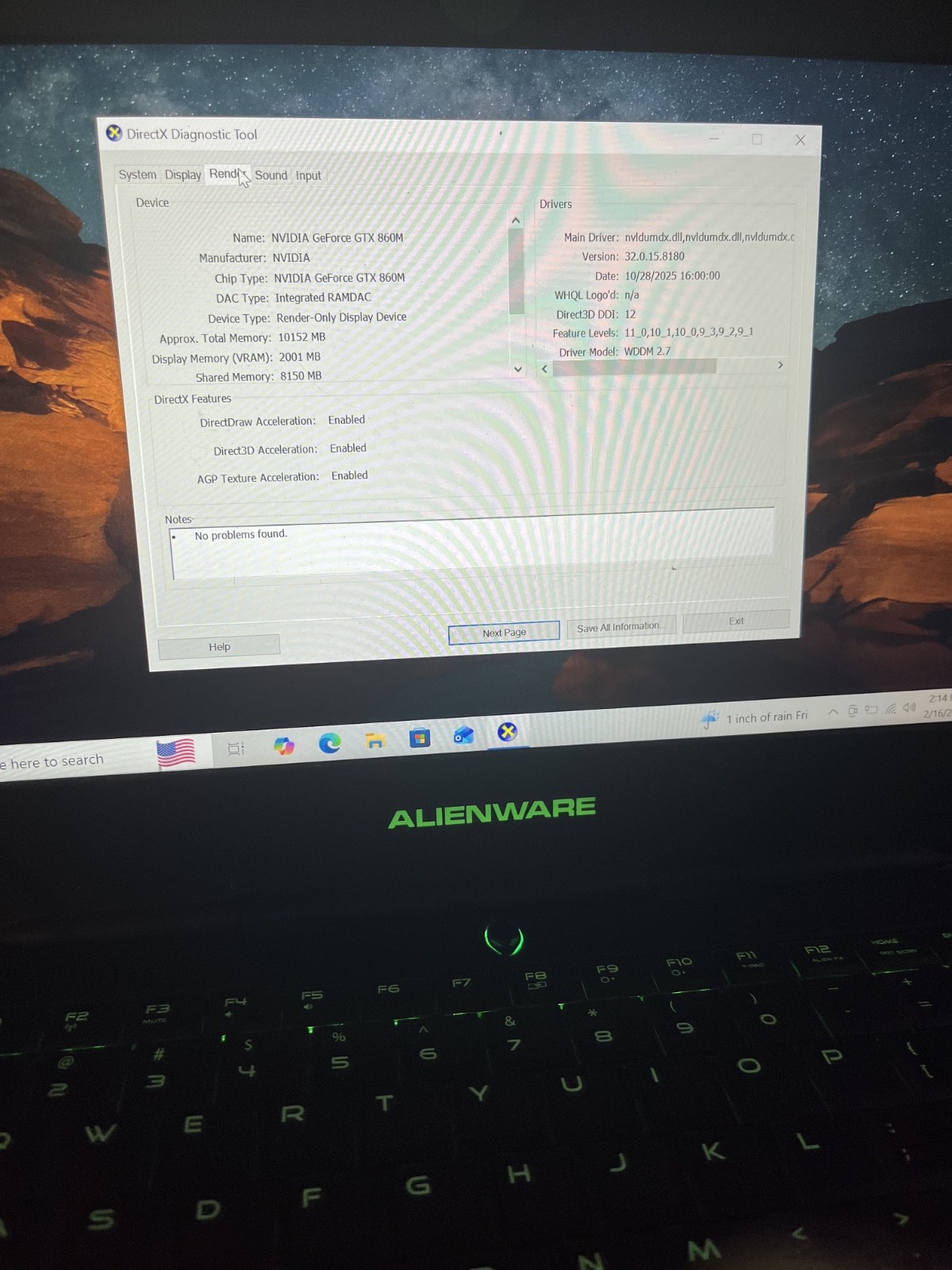 Alienware 13 Windows 10 Laptop Nvidia GTX 860M 16GB RAM 500GB HD OEM Adapter/Bag