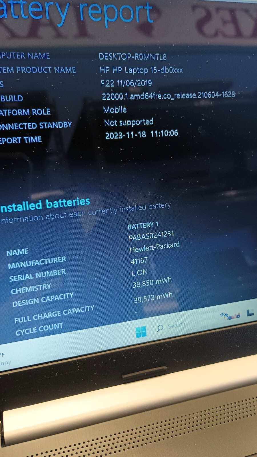 HP 15-db0xxx w/charger.Ryzen 5(4cores,8threads).16GB.128 M.2.15.6″Touch.Nice