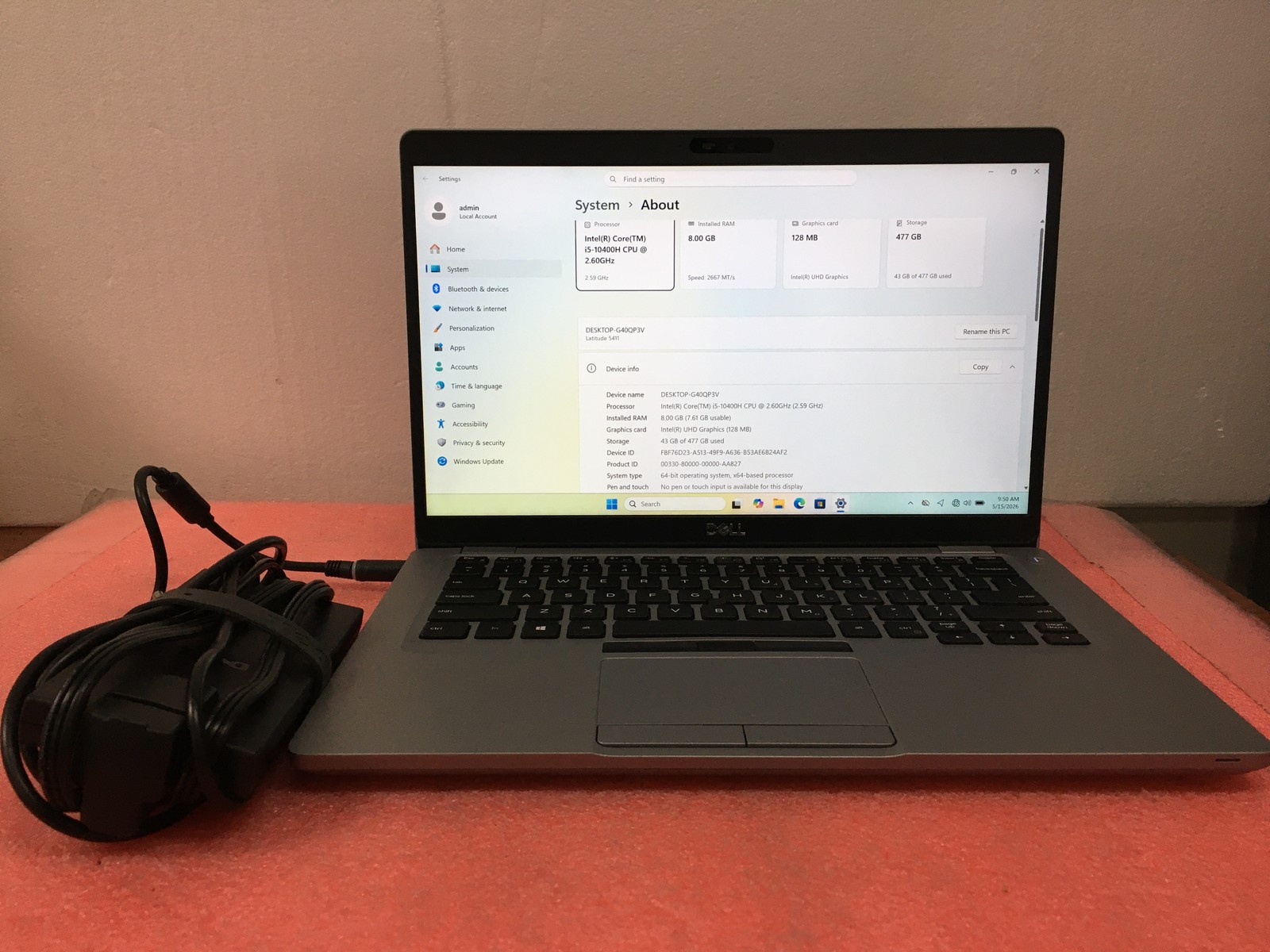 Dell Latitude 5411 14″ Intel i5-10400H 8GB 512GB SSD Win 11 Pro – LP47A