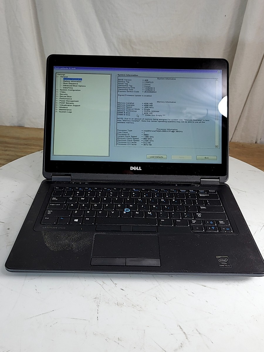 DELL LATITUDE E7440 Laptop Intel Core I5-4300U 4GB SEE NOTES