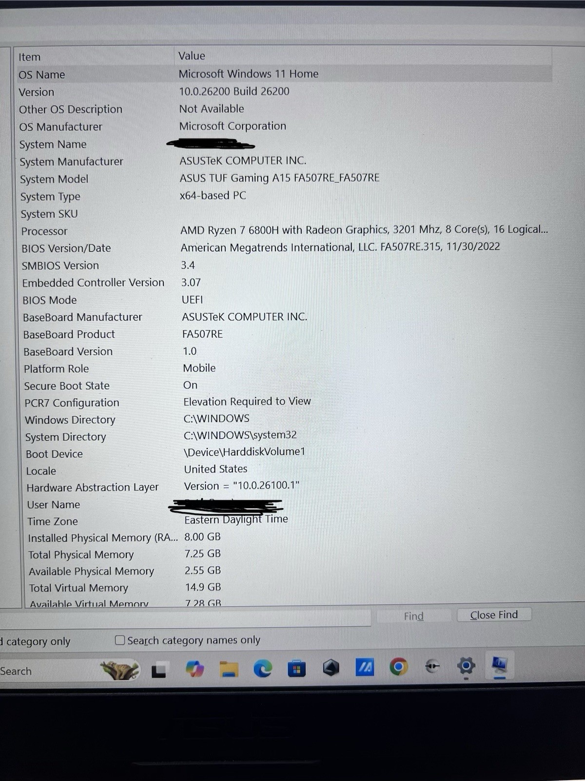 ASUS TUF Gaming A15 Laptop 15.6″ Ryzen 7, 8GB RAM