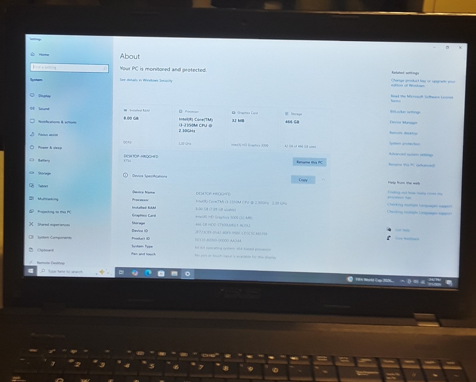 Windows 10 MINT ASUS F75A 17.3″ Intel Core i3 2.30GHz 8GB RAM 500GB and Charger