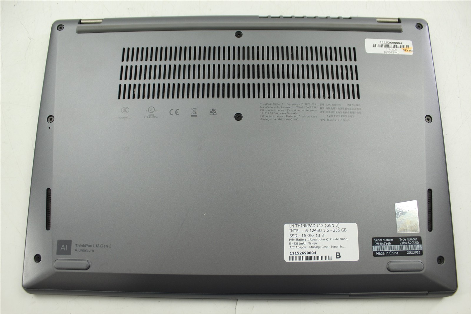 Lenovo ThinkPad L13 Gen 3 13.3″ i5-1245U 1.6GHz 256GB SSD 16GB RAM W11P