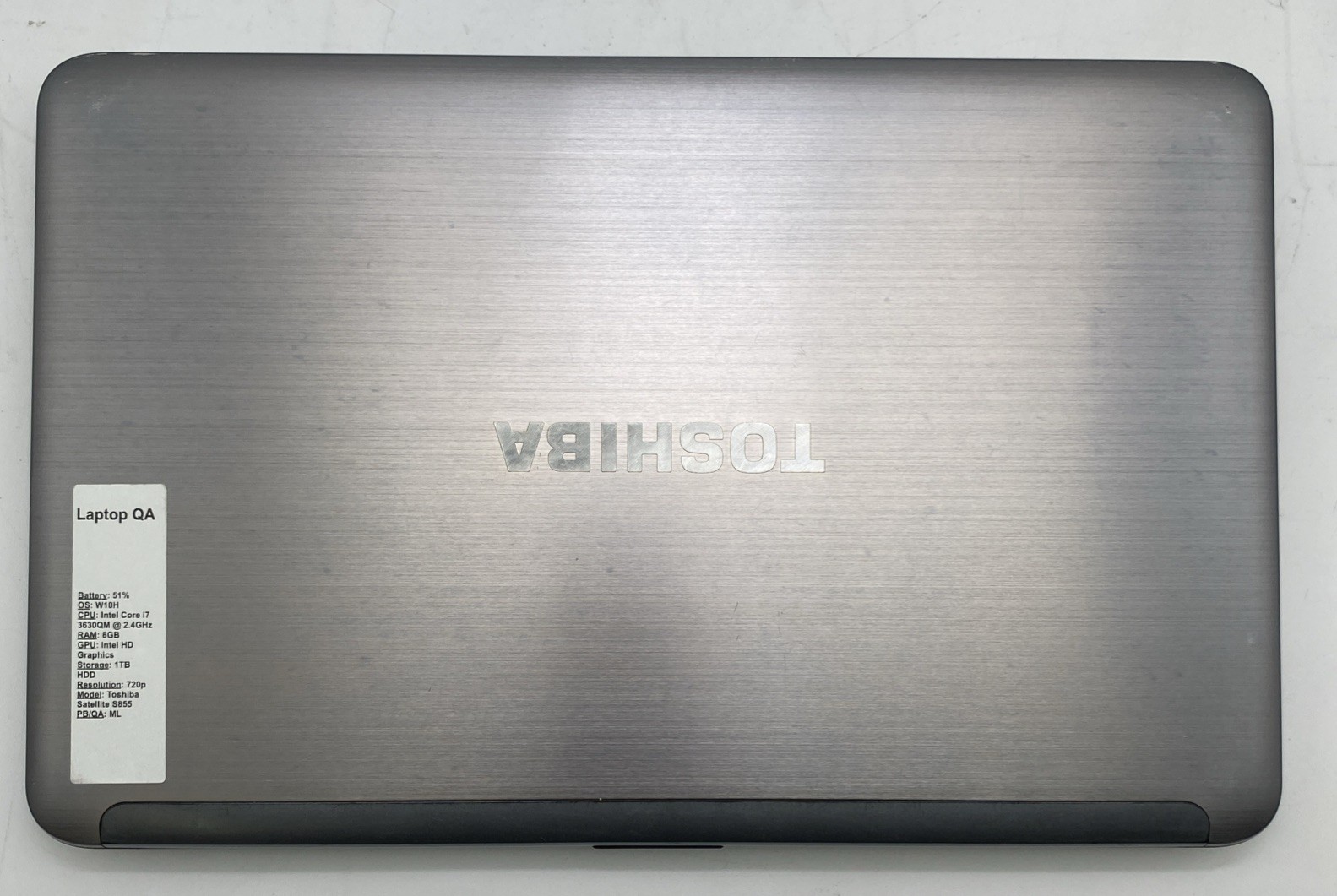 Toshiba Satellite S855 15.6″ Intel i7-3630QM @ 2.4GHz 8GB RAM 1TB W10H