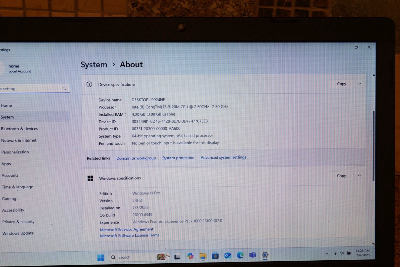 Activated 24H2 WIN 11PRO Toshiba C55-A5308 Gen3 i3@2.50GHz,4GB RAM,120GB SSD