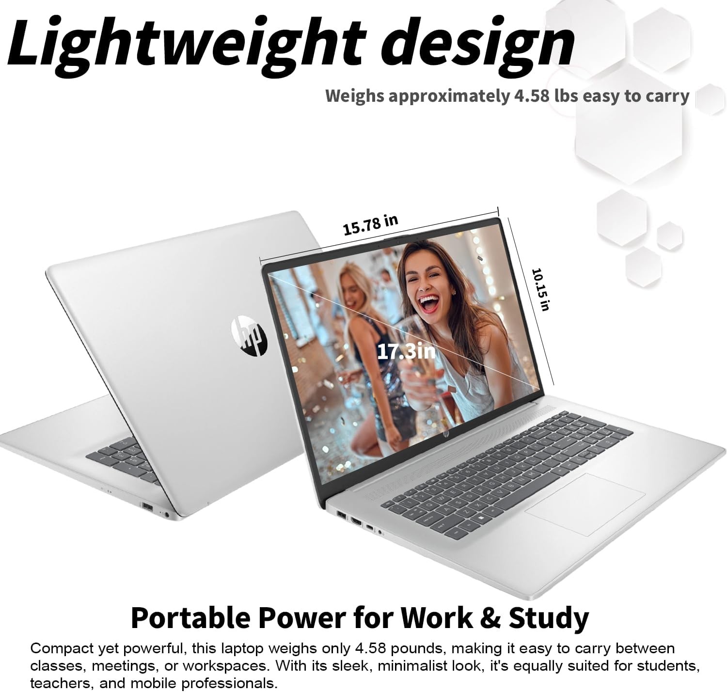HP 17.3″ FHD Laptop, AMD Ryzen 5 7430U, Up to 64GB RAM 2TB SSD, Win11 Pro