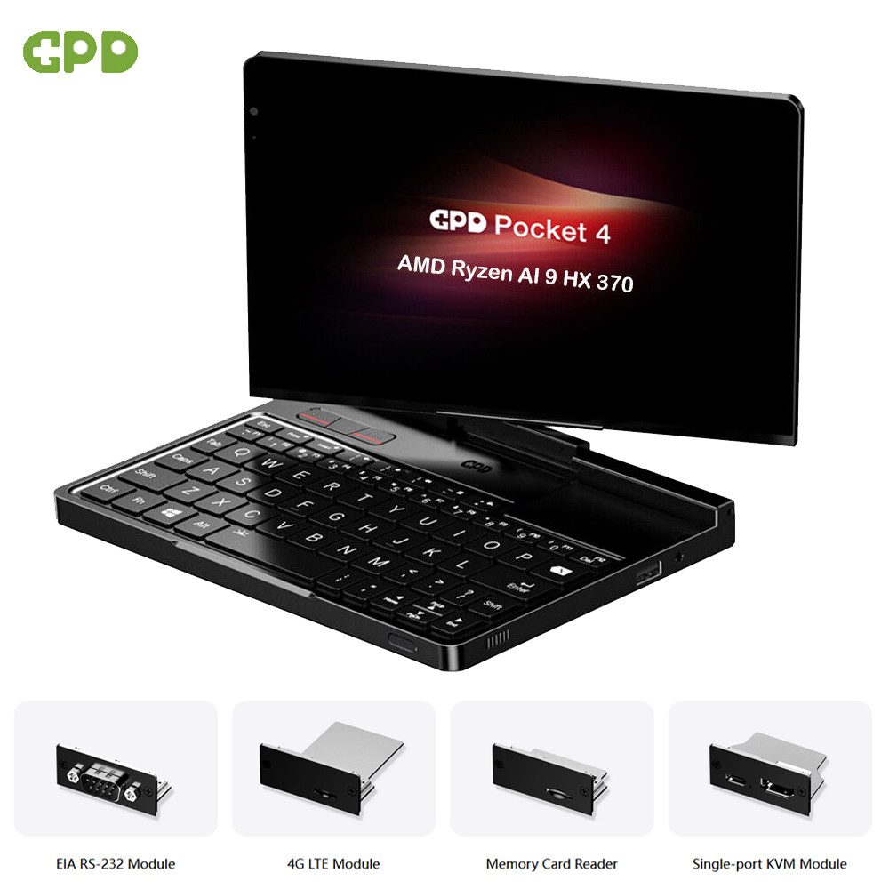 GPD Pocket 4 Mini PC Portable Handheld PC AMD Ai 9 HX370 32GB RAM+2TB SSD