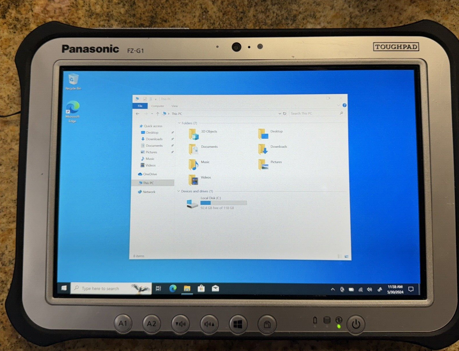 Panasonic Toughpad FZ-G1 Core i5 4310U 2GHz 8GB RAM 256 GB SSD Win 10 Pro W/ AC