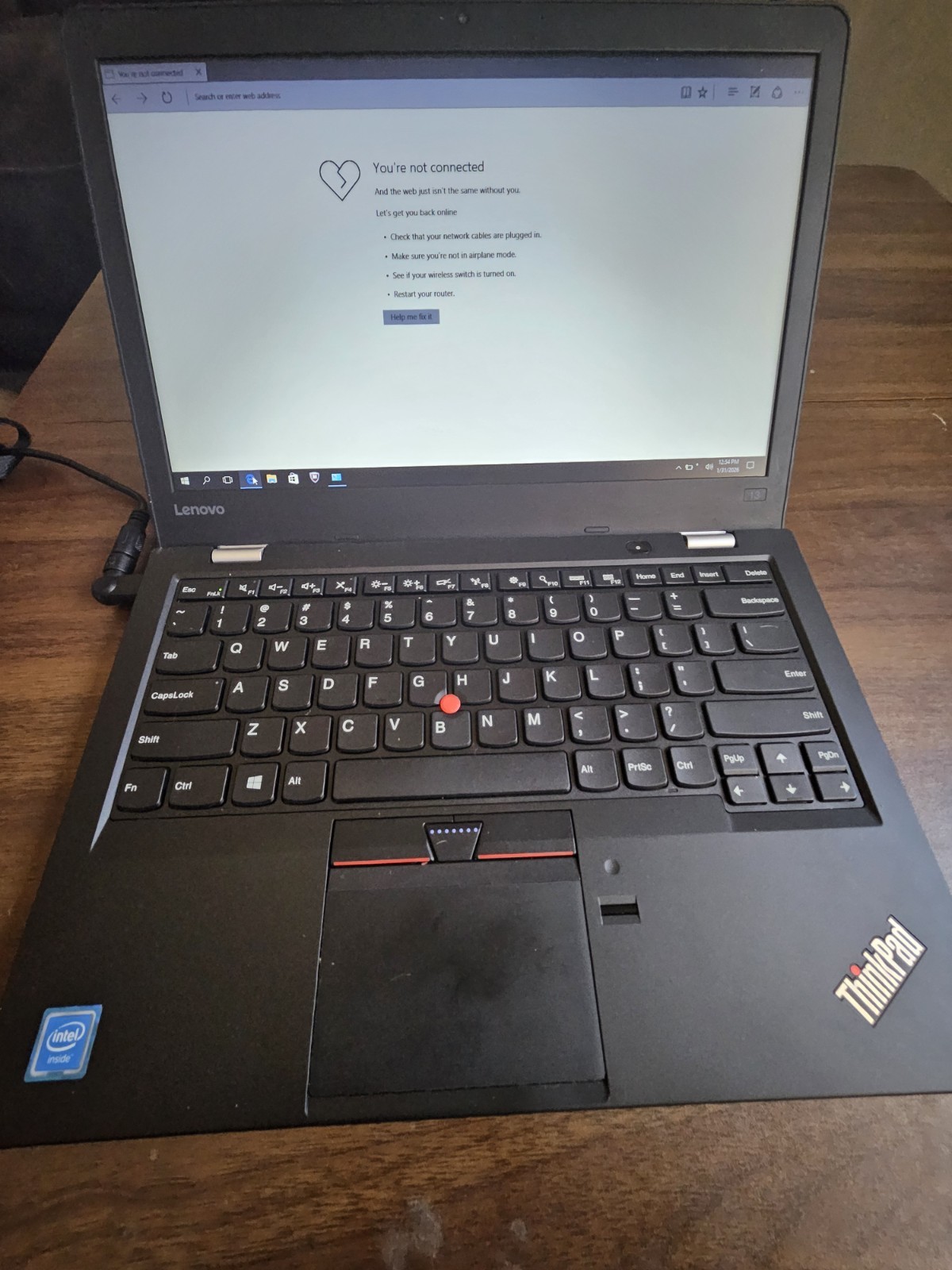 Lenovo ThinkPad 13 Gen 1 20GJ Celeron 1.60GHz, Windows 10 Pro 128gb Bad Battery