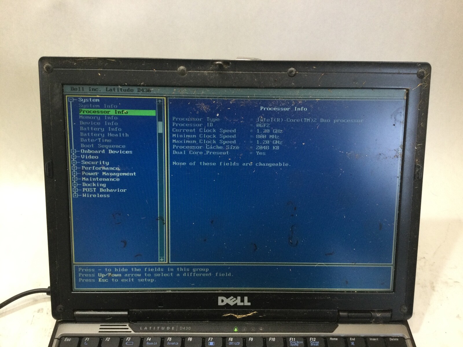 DELL LATITUDE D430 – INTEL CORE 2 DUO – 1GB RAM – BOOTS TO BIOS – READ DESC – BB